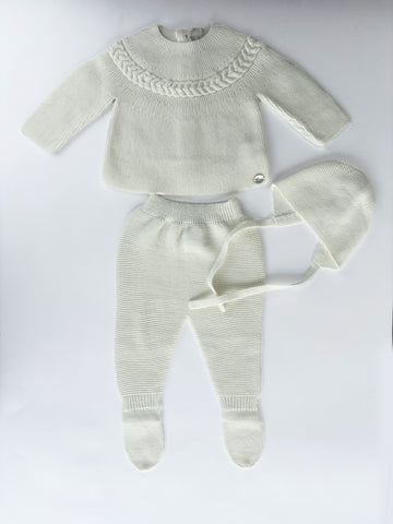 Conjunto Jersey, Polaina Y Capota Crudo Bebe