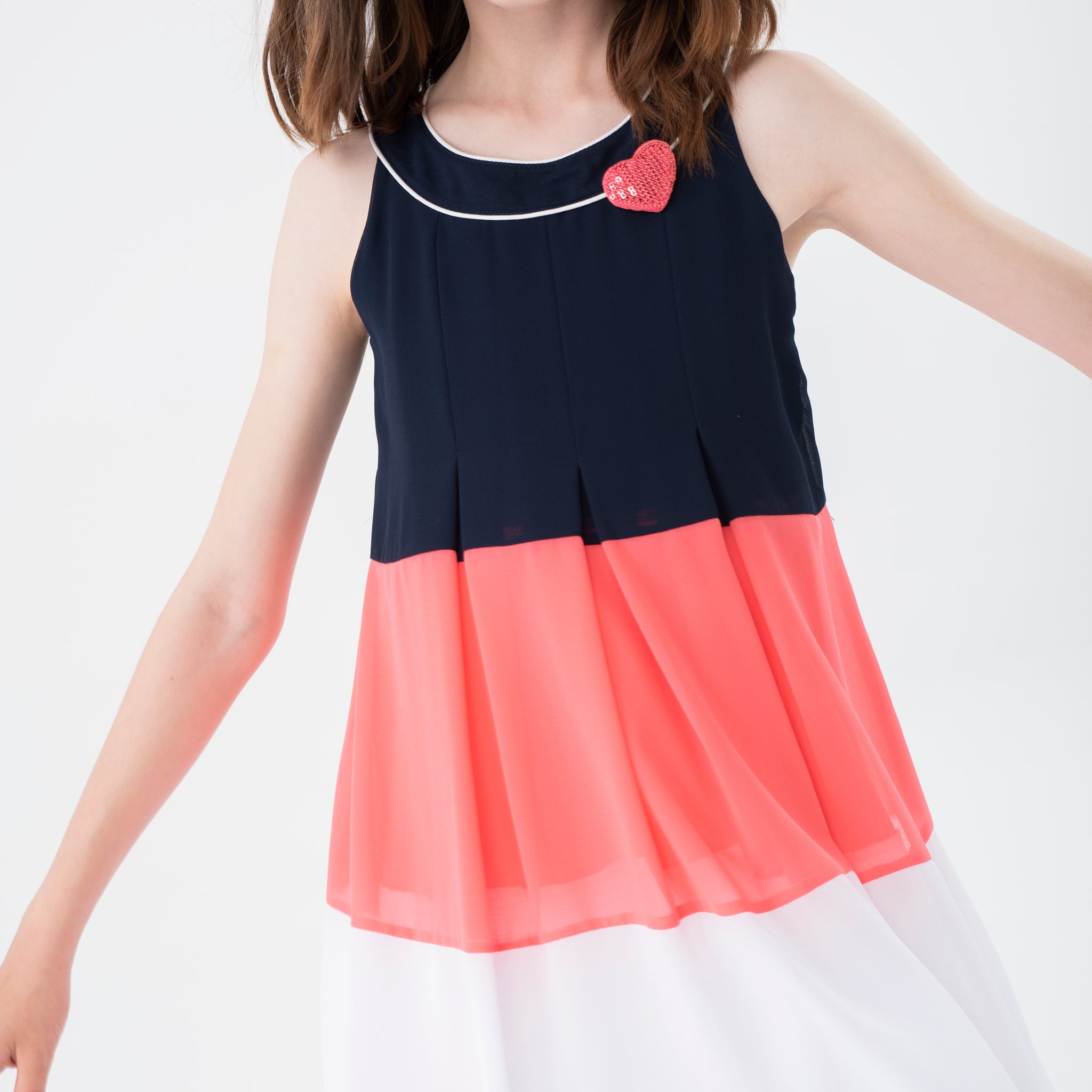 Vestido gasa tricolor