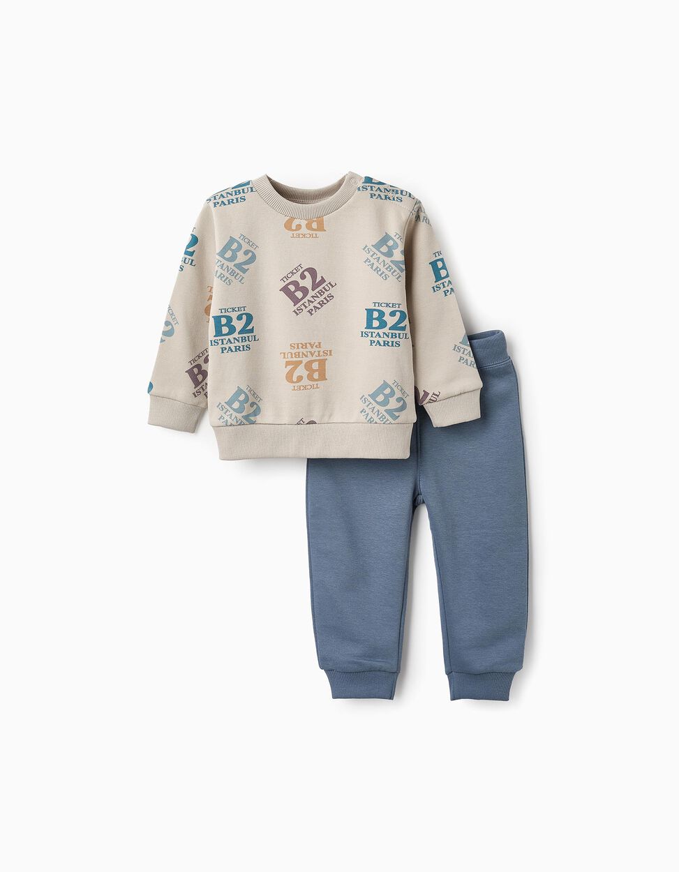 Sudadera + Pantalón para Bebé Niño 'Ticket', Beige/Azul