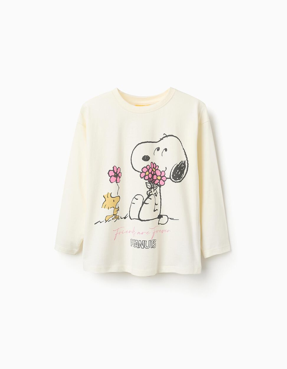 Camiseta de Manga Larga de Algodón para Niña 'Snoopy', Beige