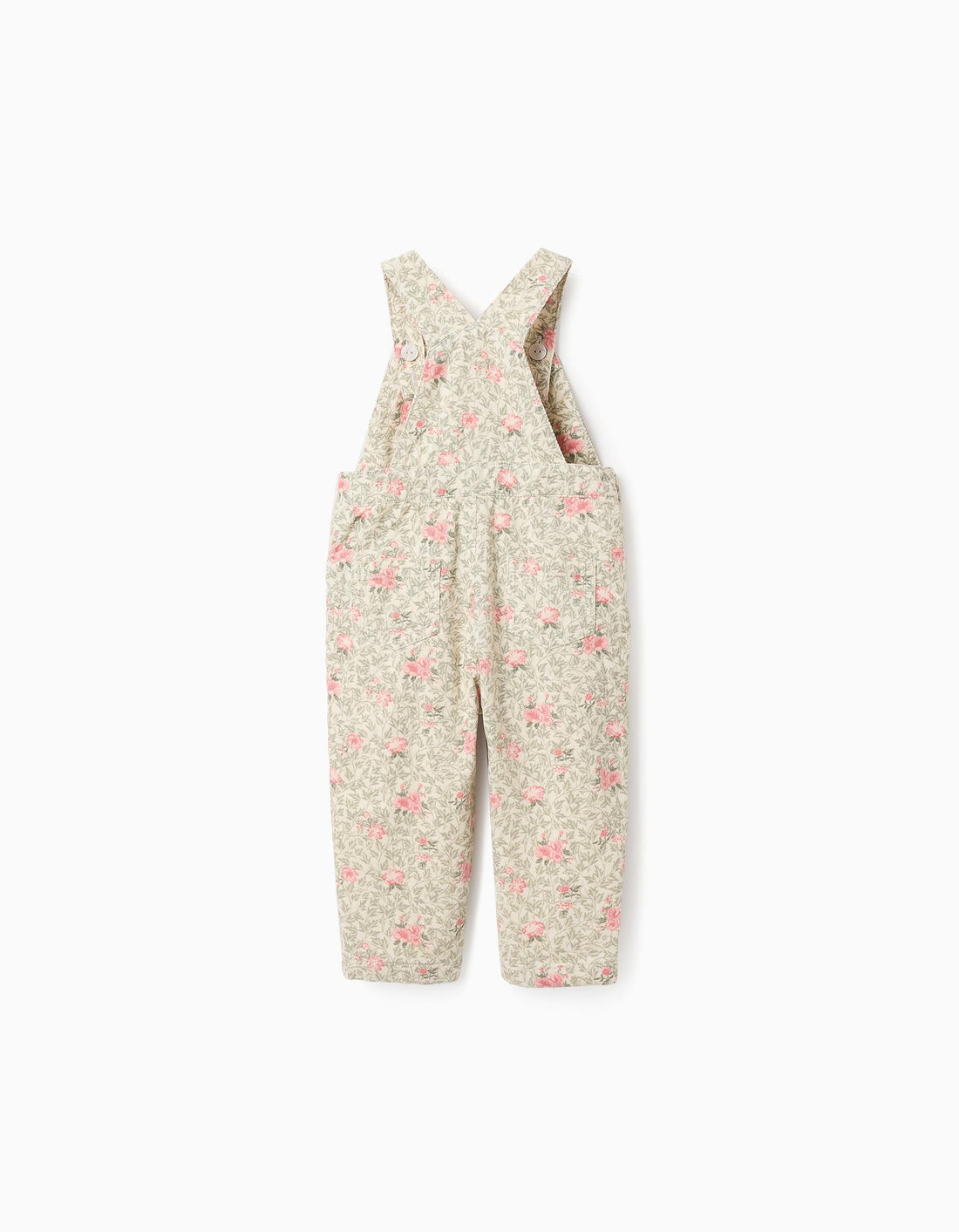 Peto de Pana Floral para Bebé Niña, Beige