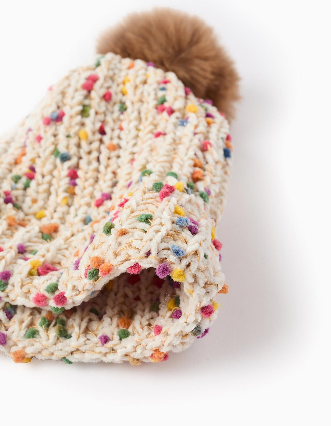 Gorro con Pompones para Niña, Multicolor