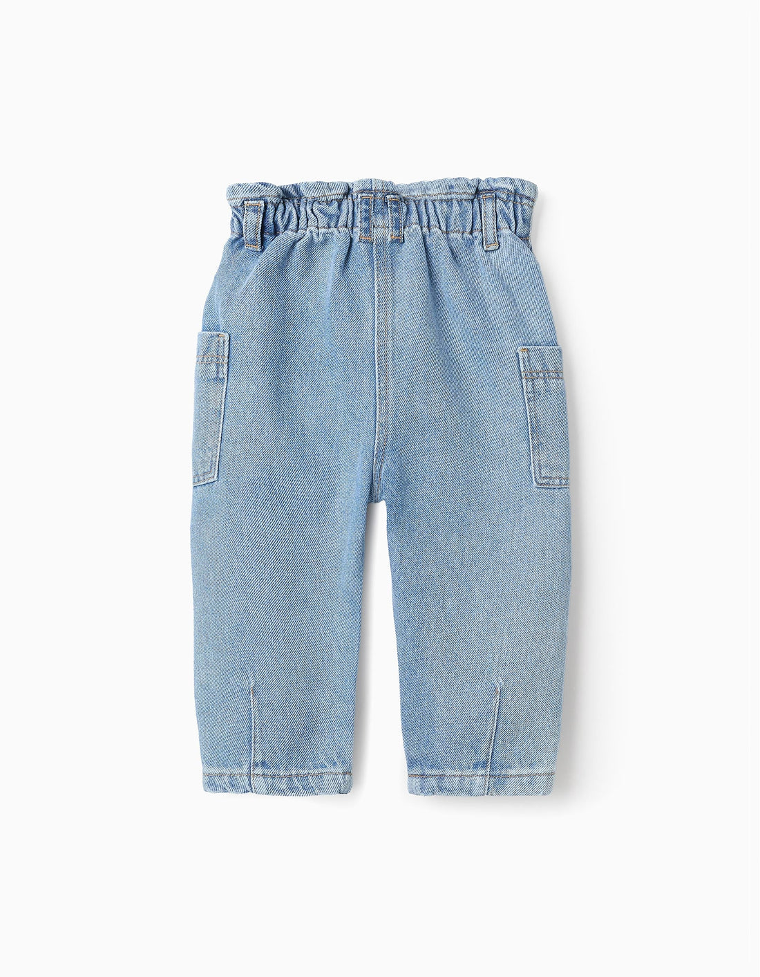 Pantalón Vaquero con Cintura Paperbag para Bebé Niña, Azul