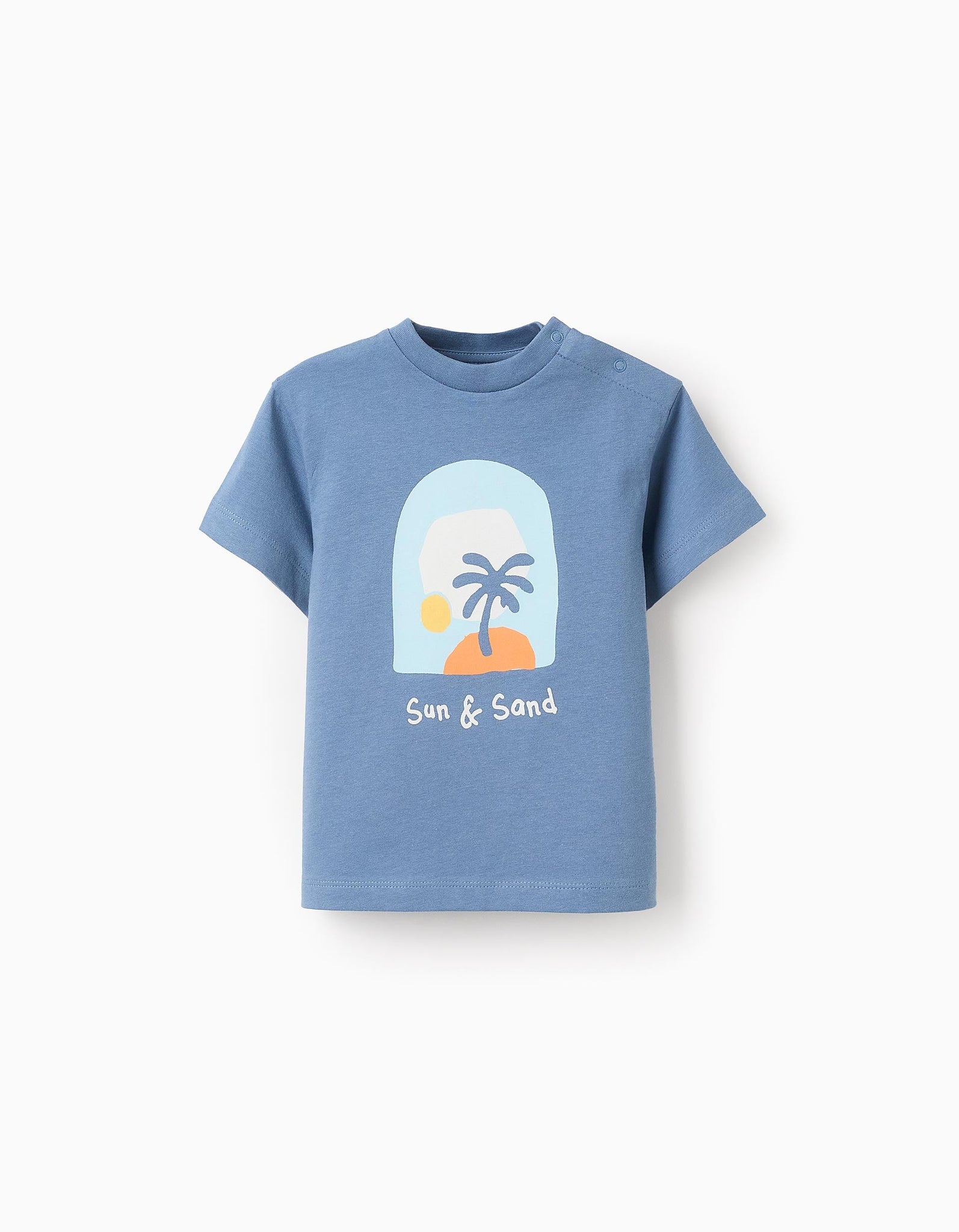 Camiseta de Algodón para Bebé Niño 'Sun & Sand', Azul