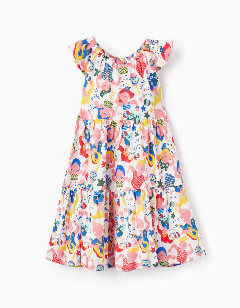 VESTIDO DE ALGODÓN CON ESTAMPADO PARA BEBÉ NIÑA 'CUBA', BLANCO ZIPPYT