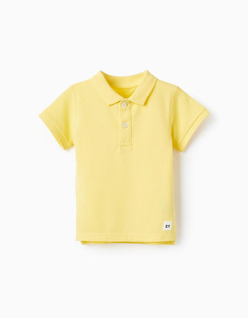 POLO EN PIQUÉ DE ALGODÓN PARA BEBÉ NIÑO, AMARILLO ZIPPY