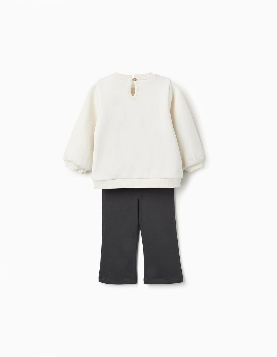 Sudadera + Pantalón Perchado para Bebé Niña 'Arcoíris', Blanco/Gris Oscuro