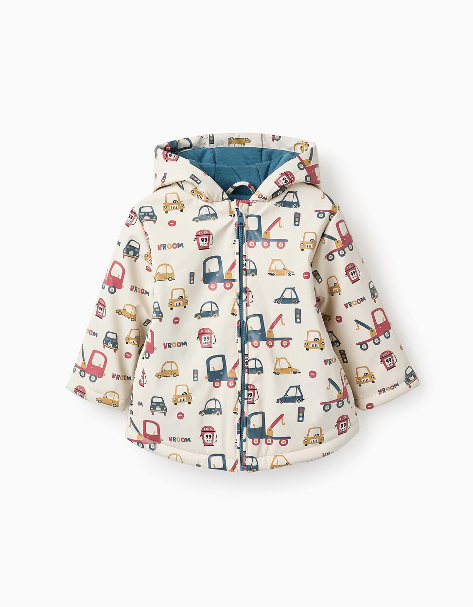 Parka de Goma Acolchada para Bebé Niño 'Vehículos', Beige