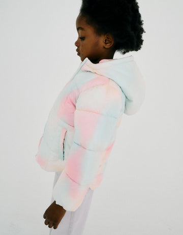 Chaqueta Acolchada con Capucha para Niña, Iridescente