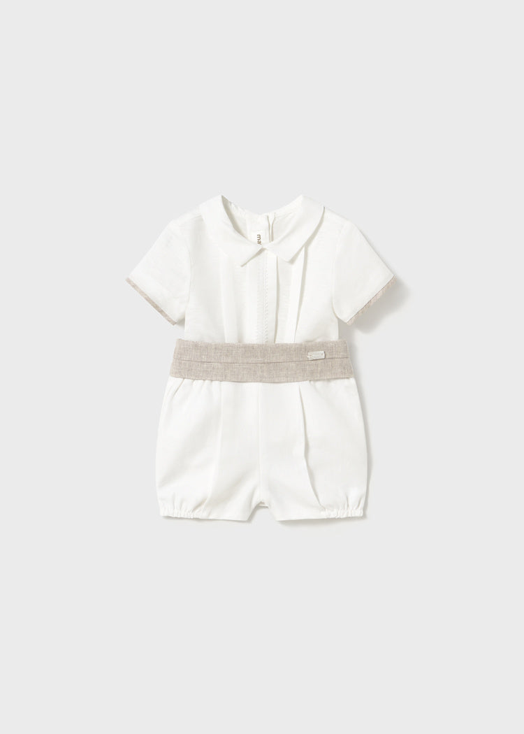 Conjunto ceremonia pantalón corto y camisa recién nacido