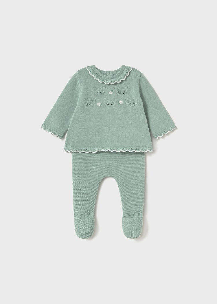 Conjunto polaina y jersey tricot recién nacida