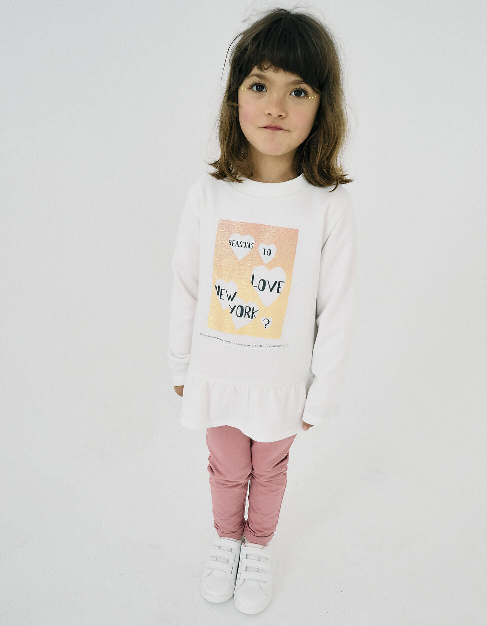 Sudadera + Leggings para Niña 'New York', Blanco/Rosa