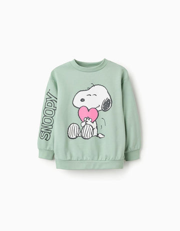 Sudadera de Algodón para Niña 'Snoopy', Verde