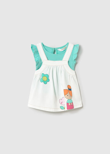 Conjunto de pechera y camiseta para recién nacida