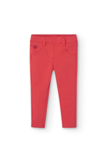 Pantalón felpa elástica rojo de bebé niña