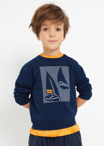 Jersey con motivo estampado de algodón sostenible para niño